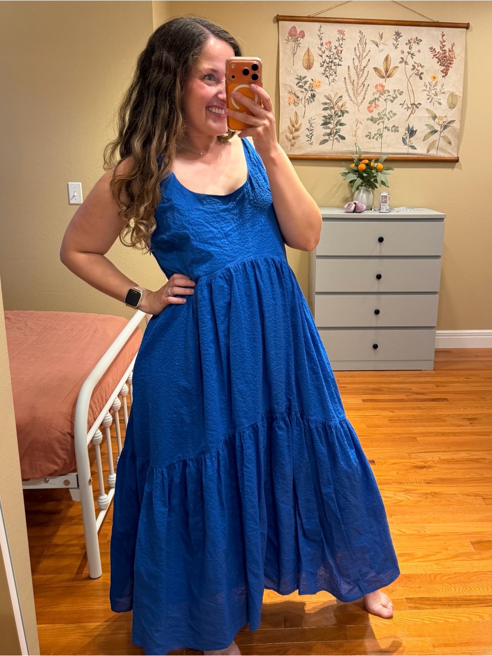 AYR Cotton Sleeveless Blue Tiered Maxi Dress - Classic Summer Style XL